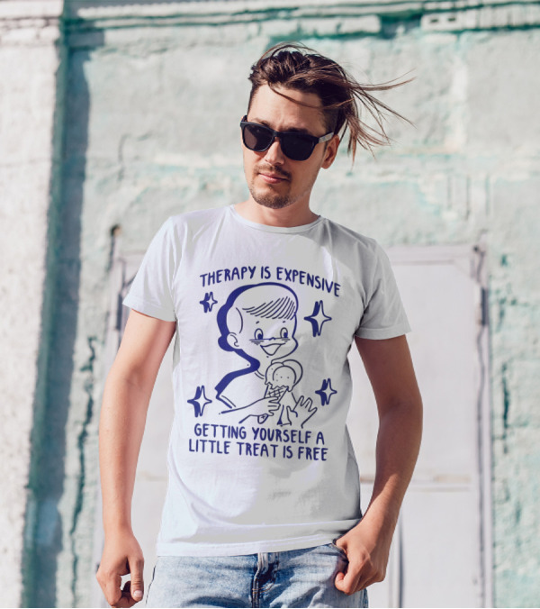 Therapy Is Expensive Getting Yourself A Little Treat Is Free Nostalgic Ice Cream Boy T-Shirt