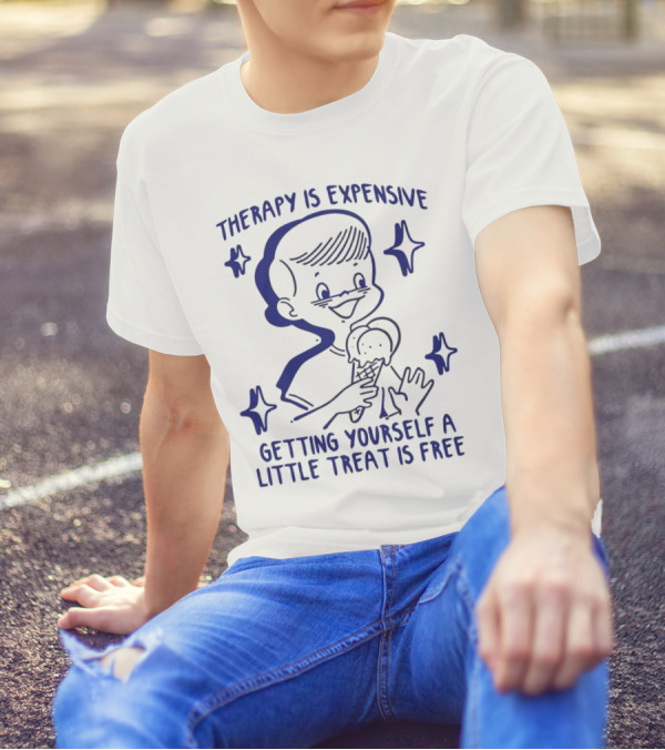 Therapy Is Expensive Getting Yourself A Little Treat Is Free Nostalgic Ice Cream Boy T-Shirt