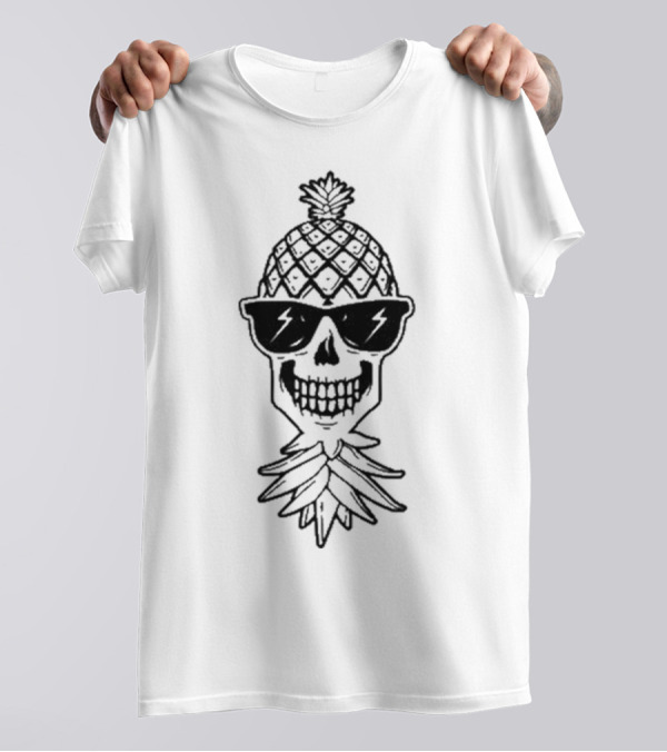 Upside Down Pineapple Skull With Sunglasses Skeleton T-Shirt