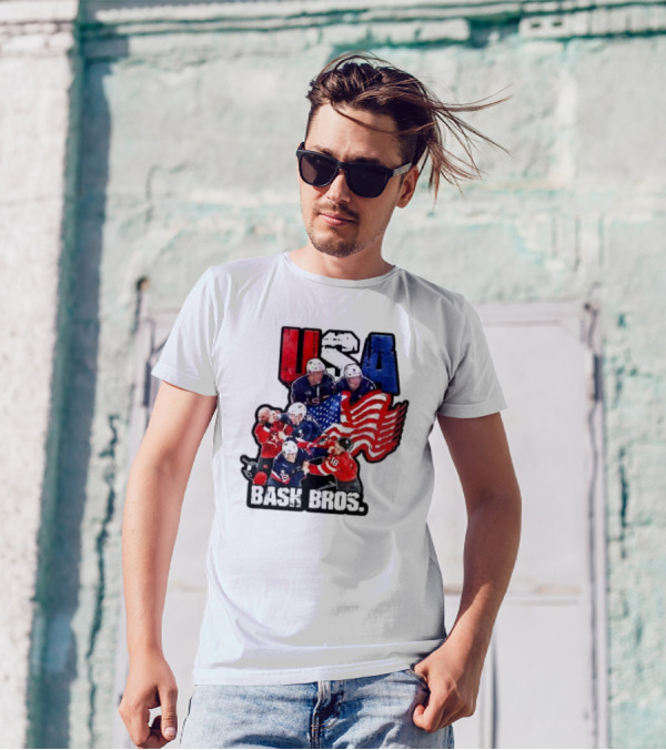 USA Bash Bros USA Vs Canada Hockey Flag Faceoff T-Shirt