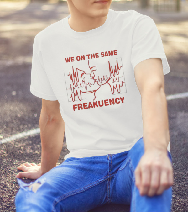We On The Same Freakuency Sketch Line Waveform Art T-Shirt