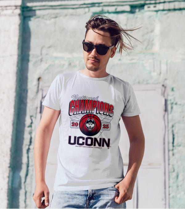 UConn Huskies 2025 NCAA Champions Basketball Huskies Logo T-Shirt