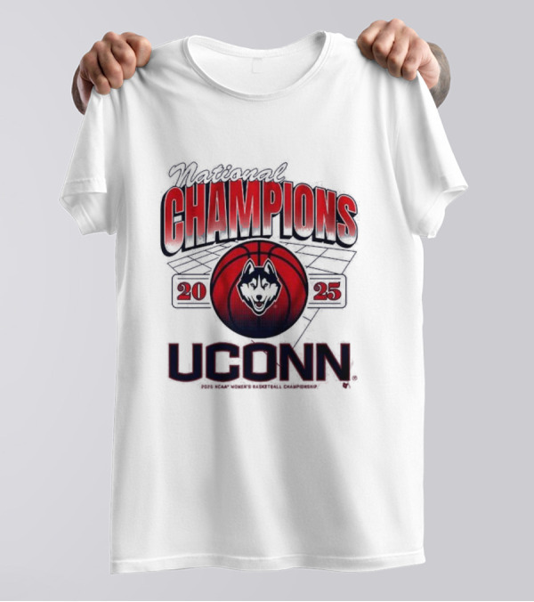 UConn Huskies 2025 NCAA Champions Basketball Huskies Logo T-Shirt