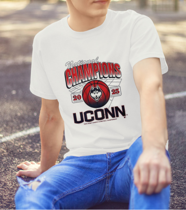 UConn Huskies 2025 NCAA Champions Basketball Huskies Logo T-Shirt