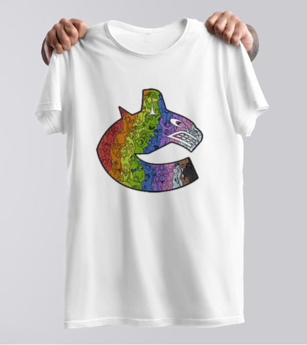 Vancouver Canucks 2025 Pride Rainbow Orca Emblem T-Shirt