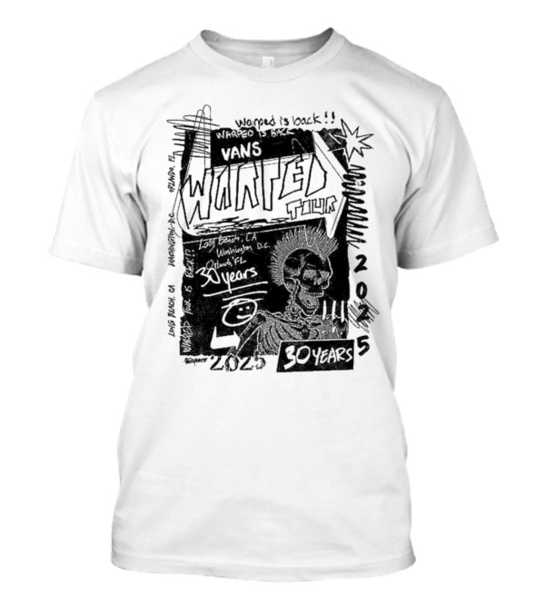 Vans Warped Tour 2025 30 Years Anniversary Warped Is Back Classic Icons And Phrases T-Shirt