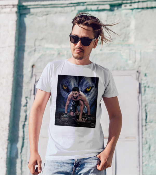 UFC 312 Khamzat Chimaev Middleweight Title Fight Wolf Background ESPN MMA T-Shirt