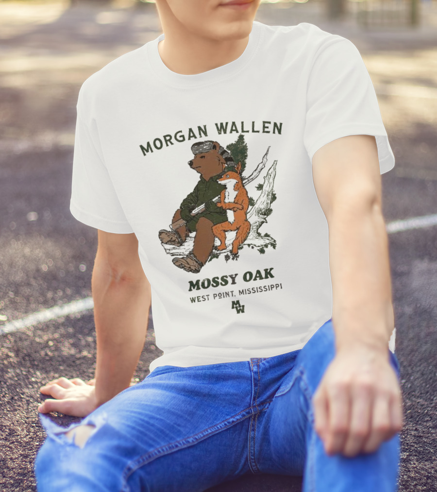 Morgan Wallen Bear And Fox With Mossy Oak West Point Mississippi T-Shirt