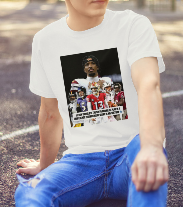 Washington Commanders Jayden Daniels Sixth Rookie Historic NFL Conference Championship Round T-Shirt