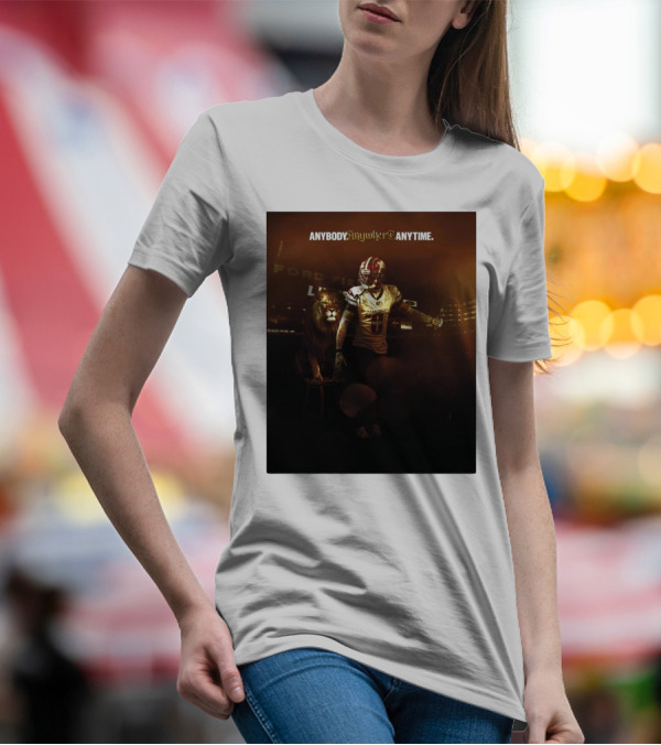 Washington Commanders Mike Sainristil Anybody Anywhere Anytime Lion Tamer Ford Field T-Shirt