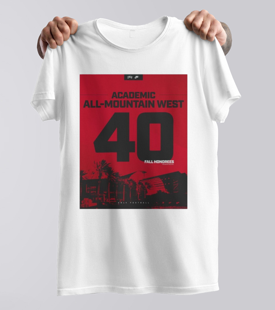 UNLV Football Academic All-Mountain West 40 Fall Honorees Program Record T-Shirt