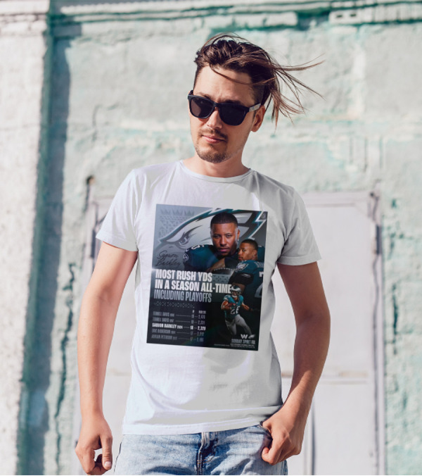 Saquon Barkley Philadelphia Eagles Most Rush Yards In A Season All-Time Including Playoffs T-Shirt