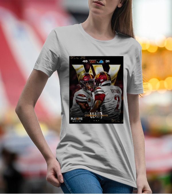 Washington Commanders 45–31 Win Over Detroit Lions NFL Playoffs 5-Time World Champions T-Shirt