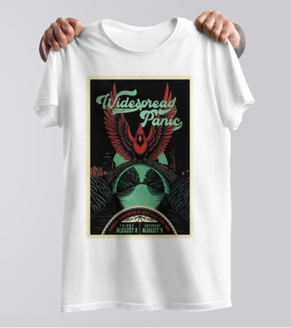 Widespread Panic Aug 8-9 2025 Everwise Amphitheater White River State Park Indianapolis IN Tour Cardinal Imagery T-Shirt