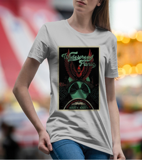 Widespread Panic Aug 8-9 2025 Everwise Amphitheater White River State Park Indianapolis IN Tour Cardinal Imagery T-Shirt