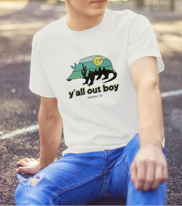 Fall Out Boy Y’All Out Boy Austin TX Skyline Cactus Desert Sun Icon T-Shirt