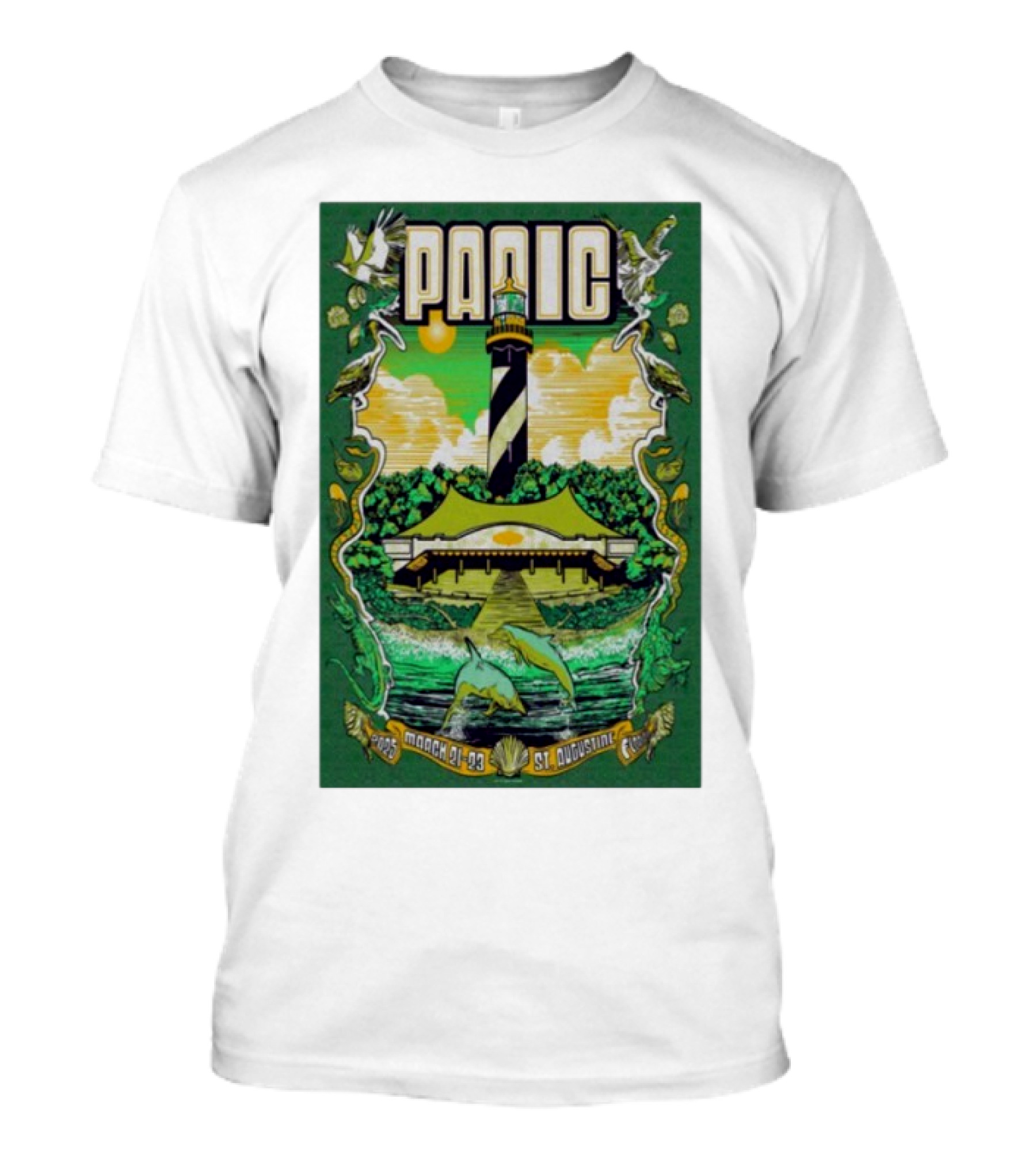 Widespread Panic March 21-23 2025 St. Augustine Lighthouse Dolphins Show T-Shirt