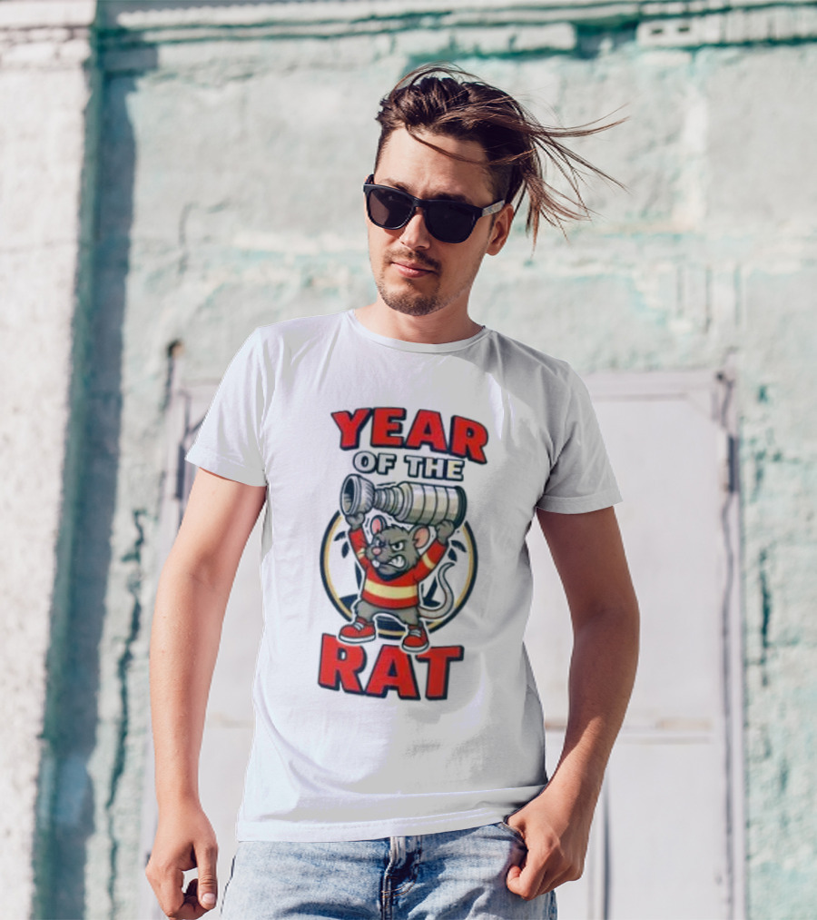 Year Of The Rat Hockey Mascot Mouse Champion With Trophy T-Shirt