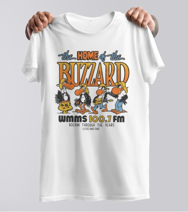 WMMS 100.7 FM The Home Of The Buzzard Rockin' Through The Years Cleveland Ohio T-Shirt