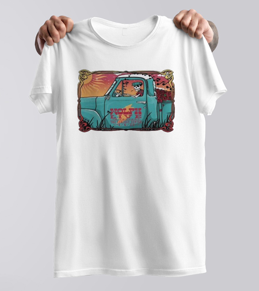 Wolph Live Concert Skeleton Driving Truck April 6 2025 The Ecology Center San Juan Capistrano CA T-Shirt