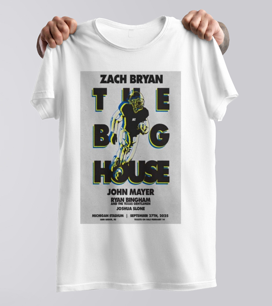Zach Bryan The Big House Michigan Stadium Ann Arbor September 27 2025 John Mayer Ryan Bingham Joshua Slone T-Shirt