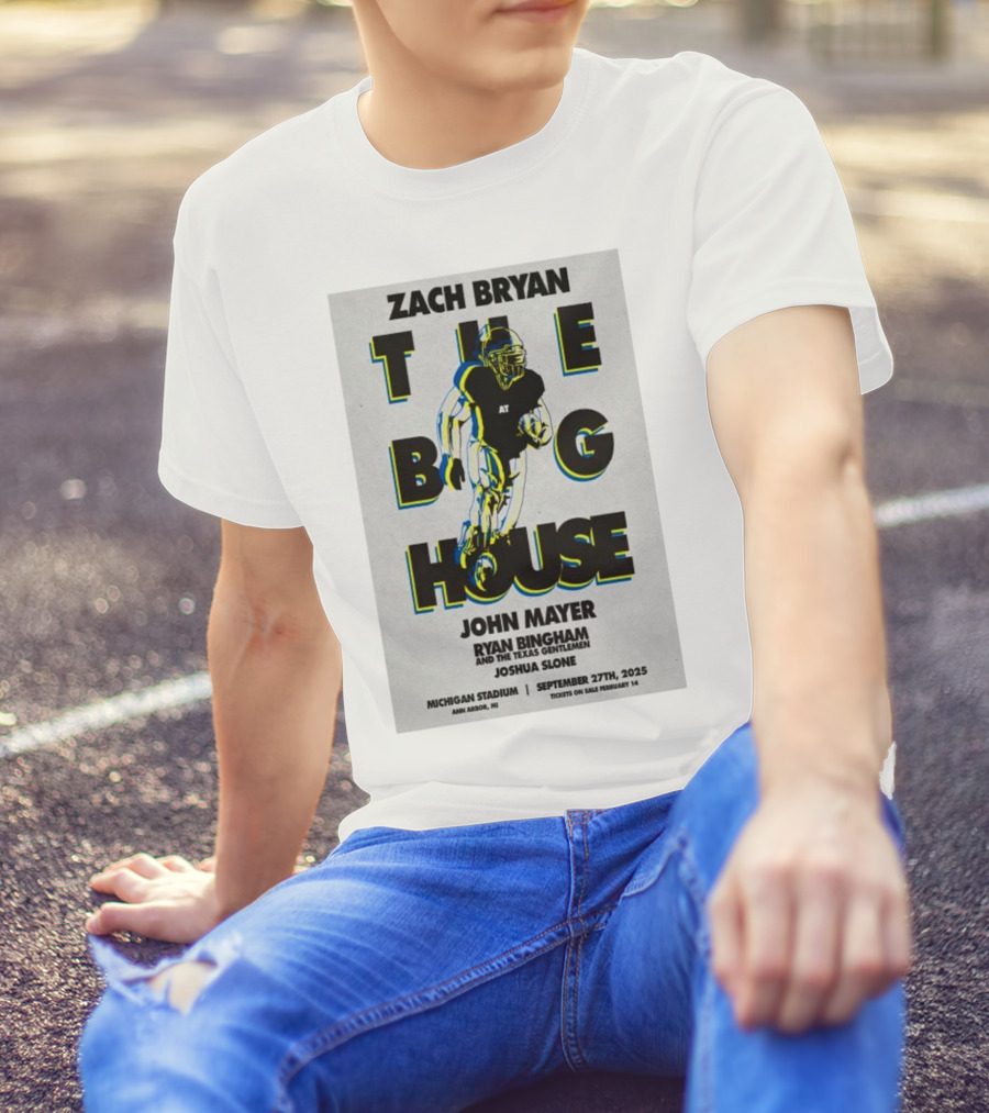 Zach Bryan The Big House Michigan Stadium Ann Arbor September 27 2025 John Mayer Ryan Bingham Joshua Slone T-Shirt