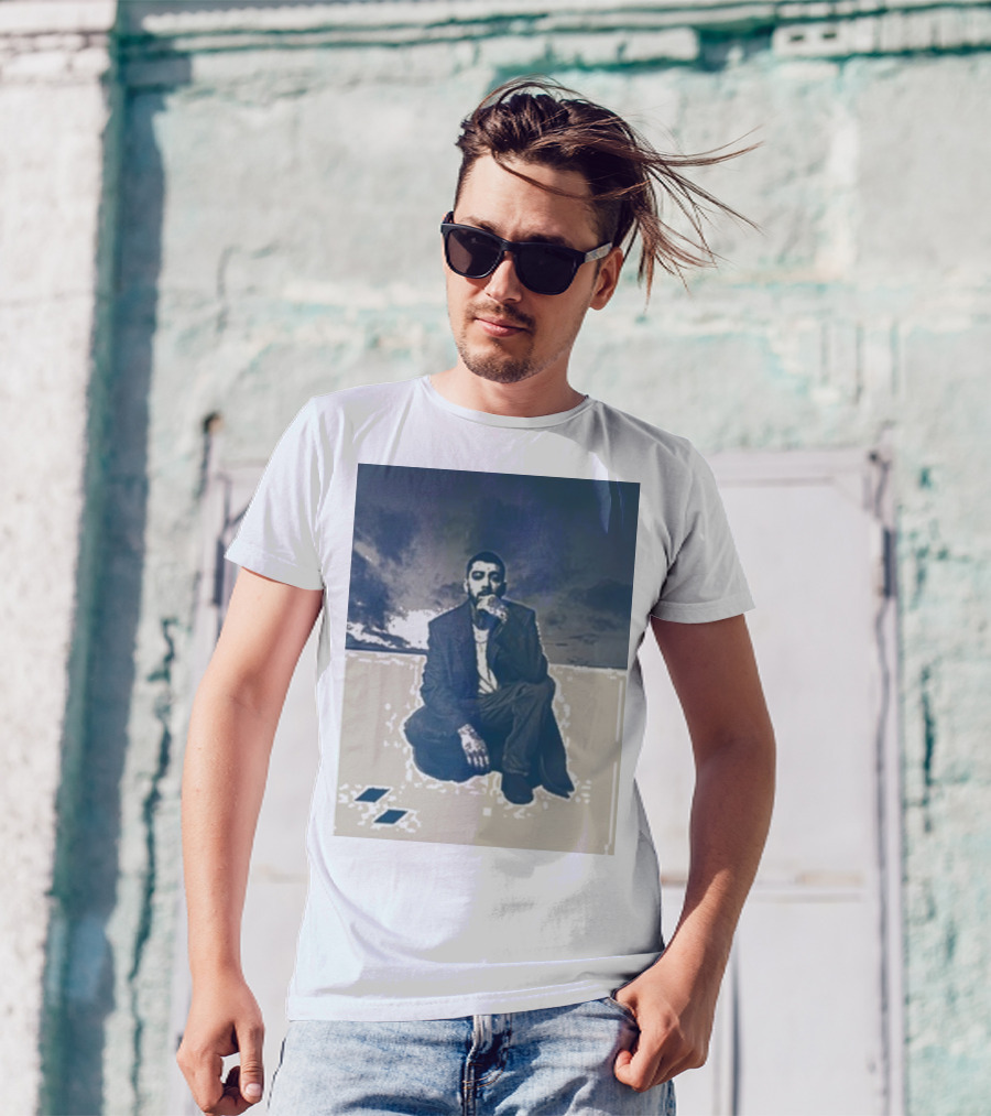 Zayn Look Up Dark Sky Crouching Pose T-Shirt
