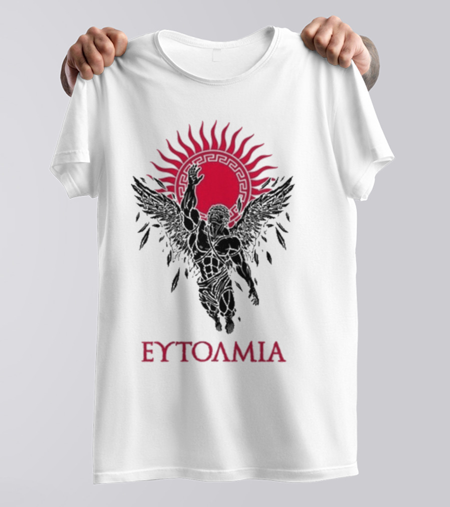 Ευτολμια Fearless Winged Figure With Radiant Sun Symbol T-Shirt