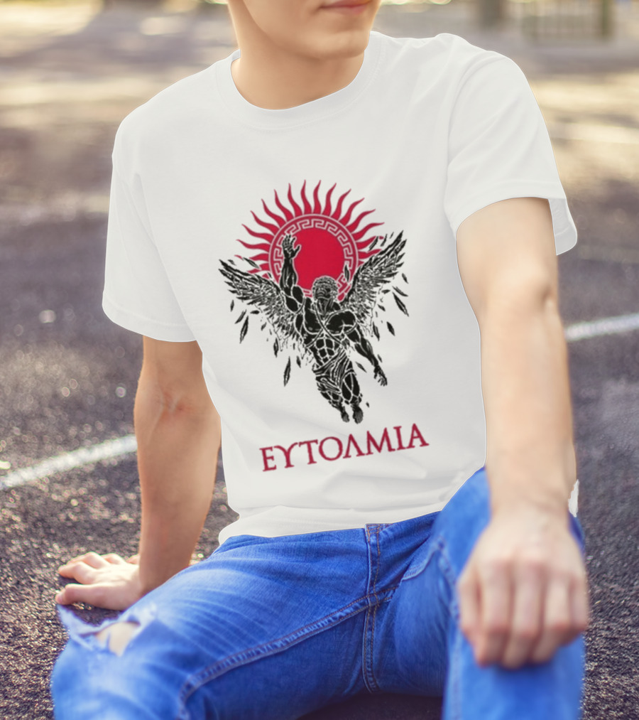 Ευτολμια Fearless Winged Figure With Radiant Sun Symbol T-Shirt