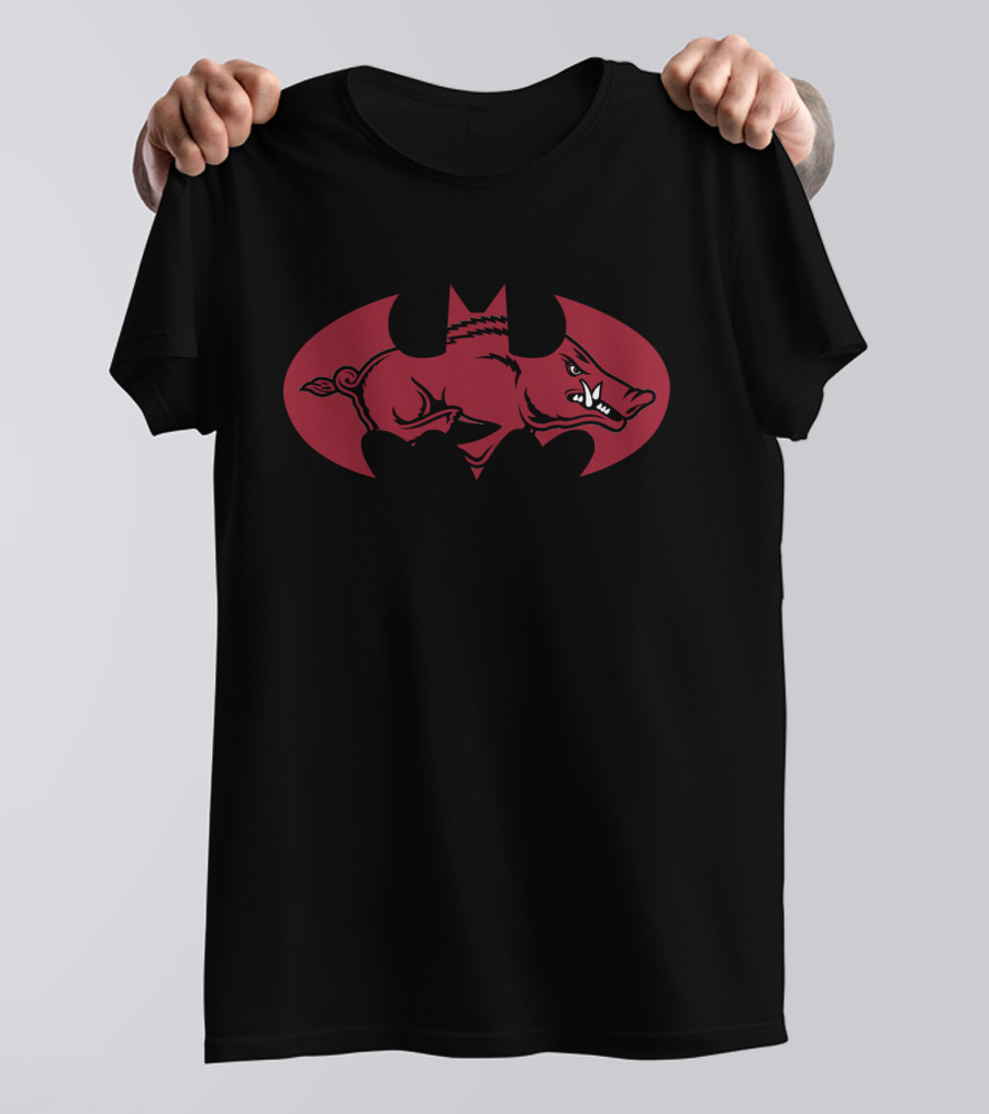 Arkansas Razorbacks Batman Logo Fusion T-Shirt