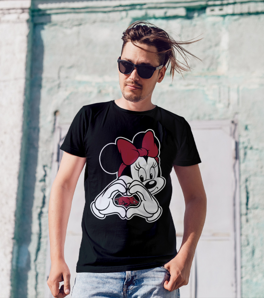 Minnie Mouse Heart Hands Arkansas Razorbacks T-Shirt