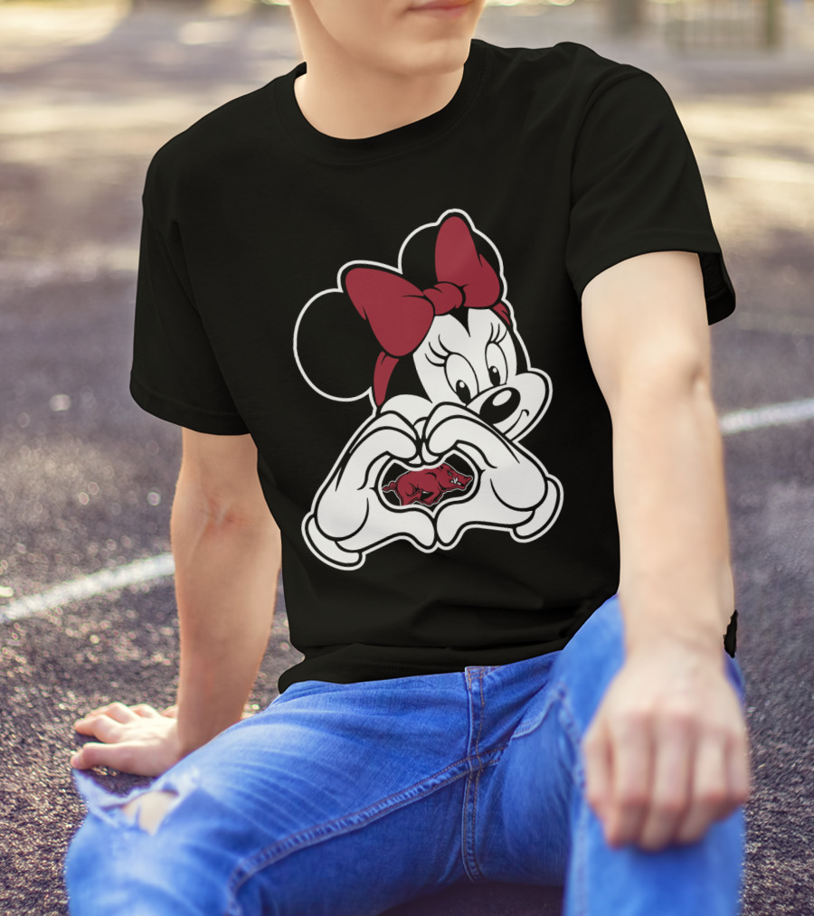 Minnie Mouse Heart Hands Arkansas Razorbacks T-Shirt
