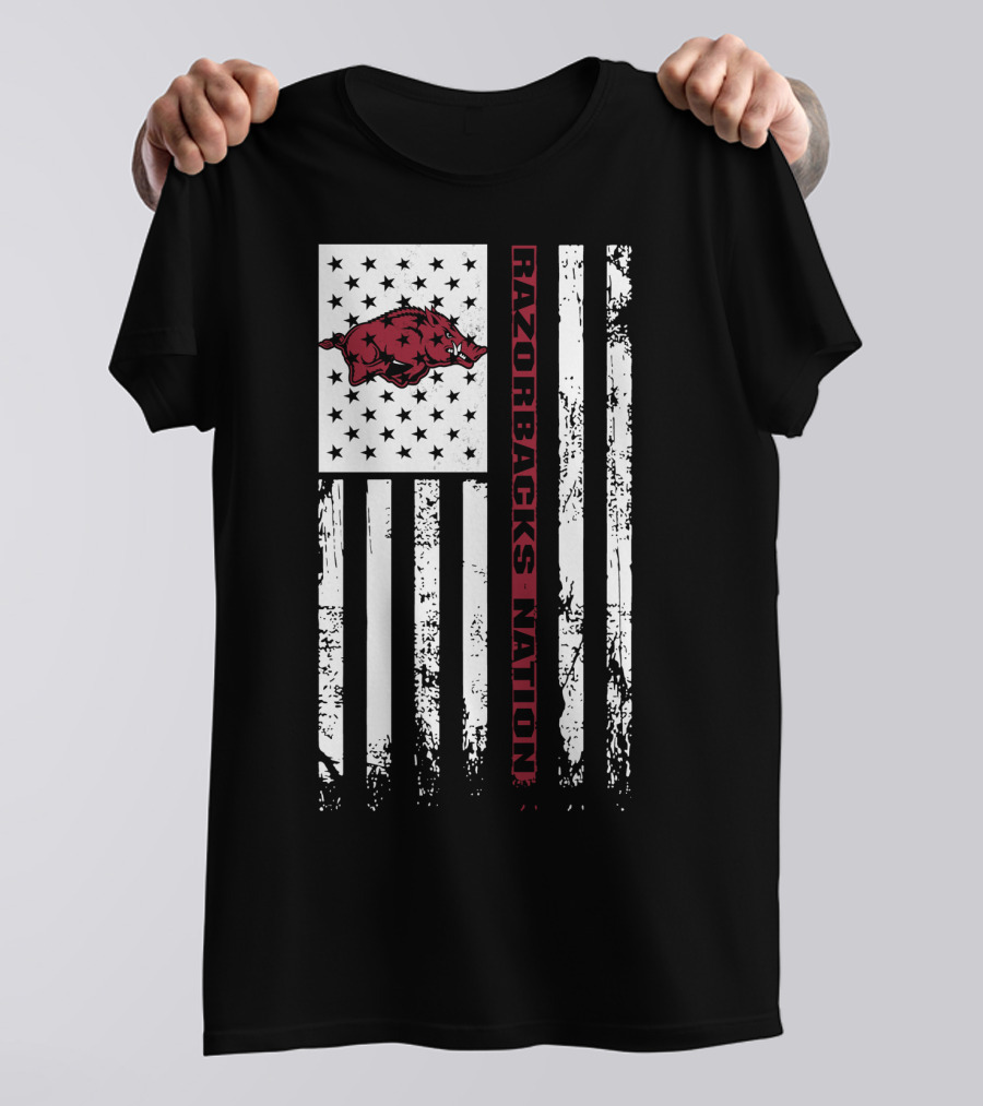 Razorbacks Nation Arkansas Razorbacks Flag Stars And Stripes T-Shirt