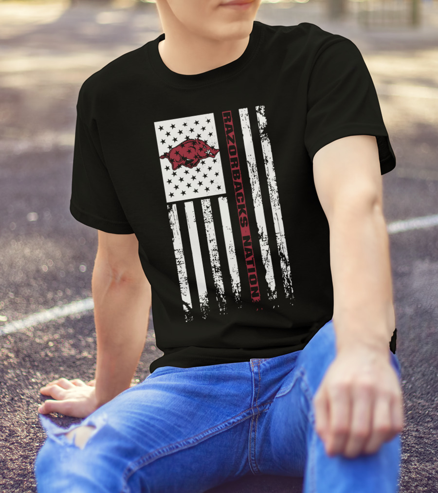 Razorbacks Nation Arkansas Razorbacks Flag Stars And Stripes T-Shirt