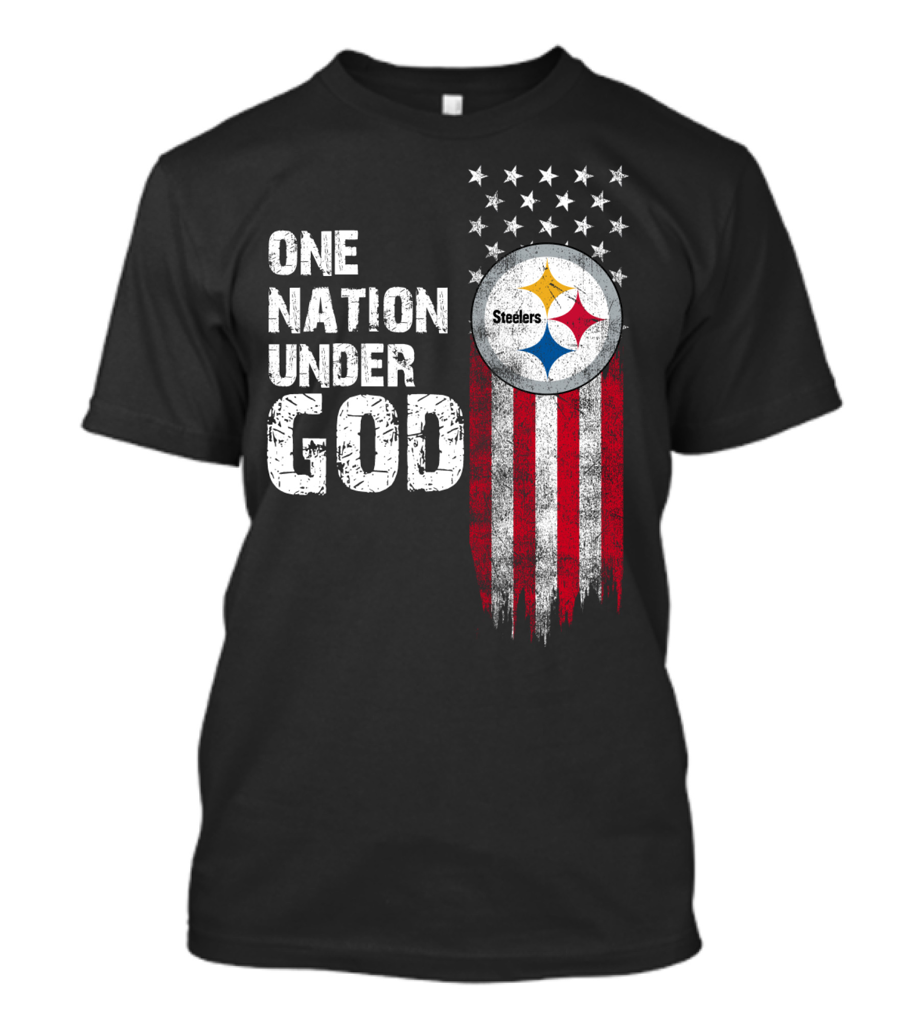 One Nation Under God Pittsburgh Steelers Flag Stars T-Shirt