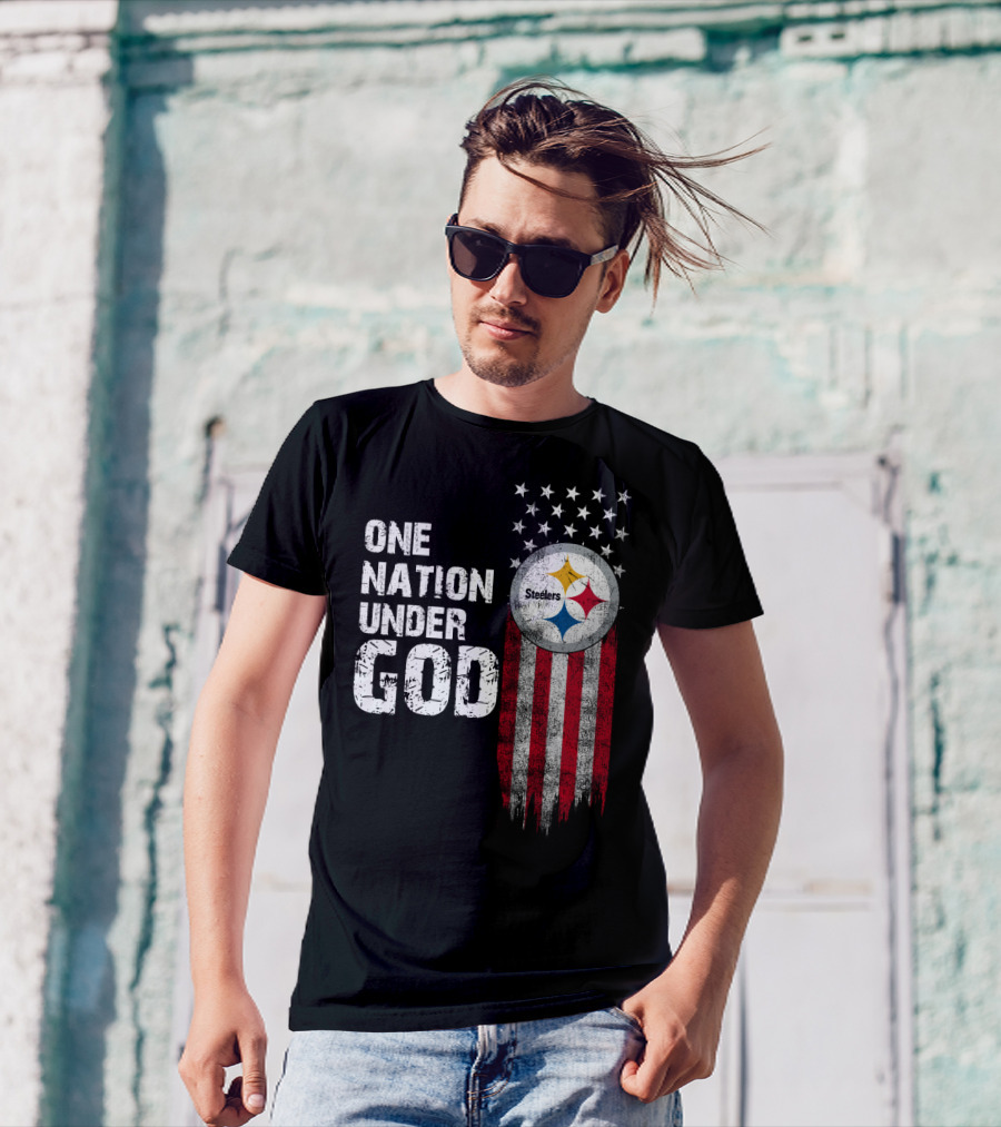 One Nation Under God Pittsburgh Steelers Flag Stars T-Shirt