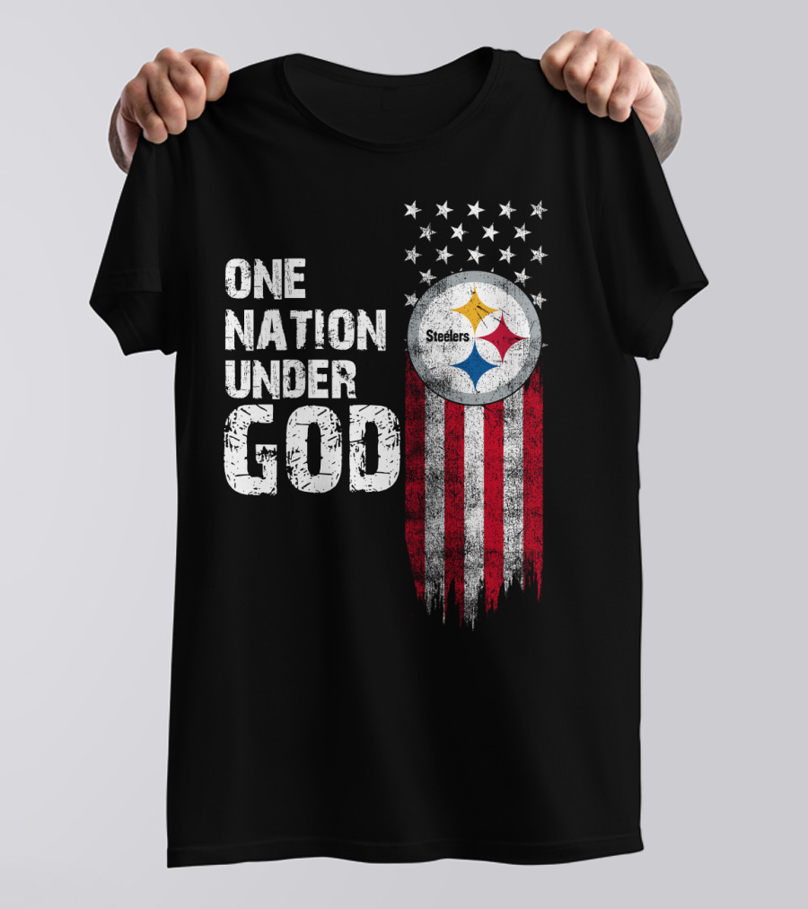 One Nation Under God Pittsburgh Steelers Flag Stars T-Shirt