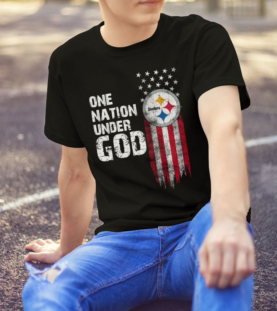 One Nation Under God Pittsburgh Steelers Flag Stars T-Shirt