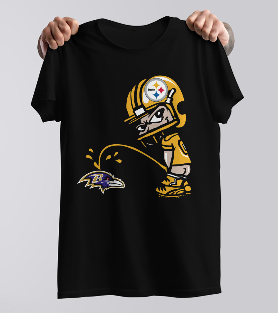 Pittsburgh Steelers Fan And Baltimore Ravens Rivalry Cartoon T-Shirt