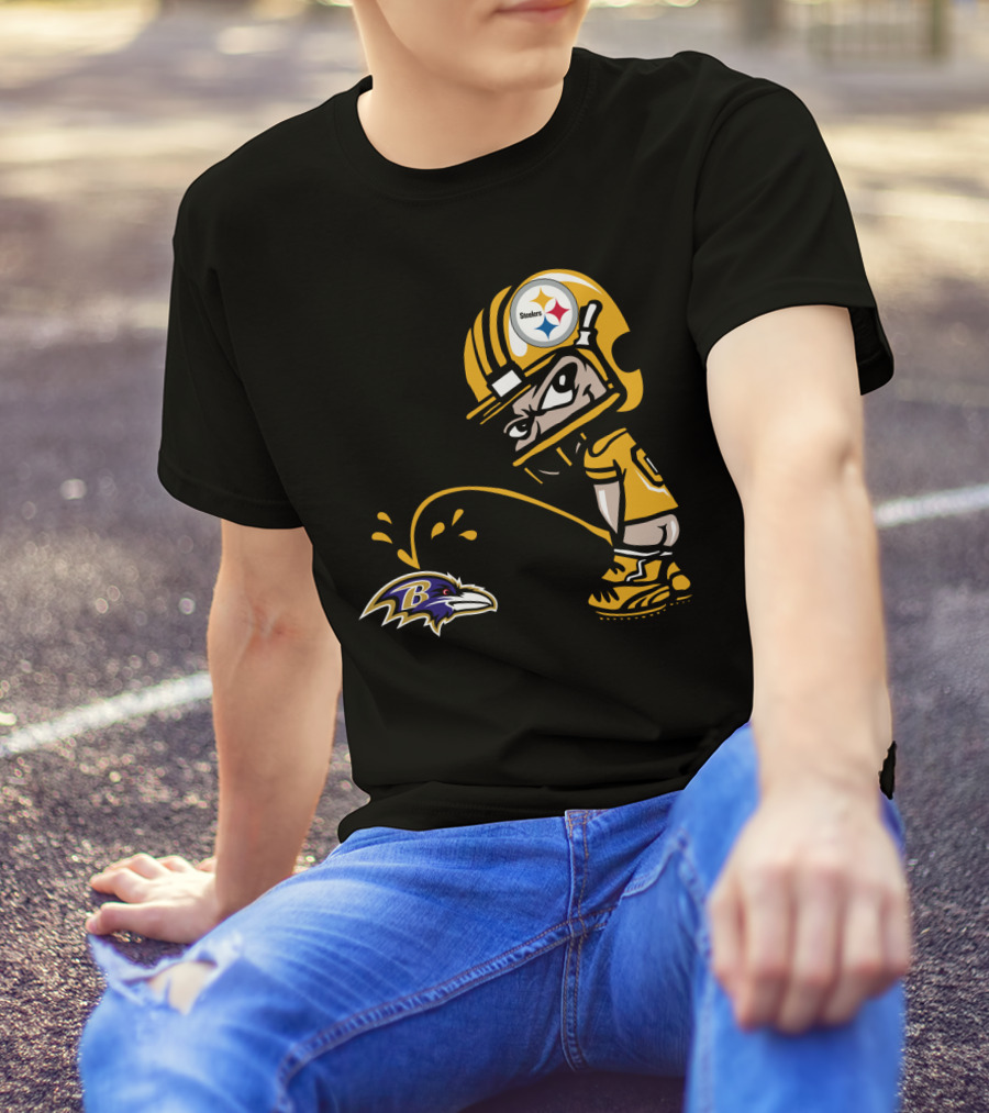 Pittsburgh Steelers Fan And Baltimore Ravens Rivalry Cartoon T-Shirt