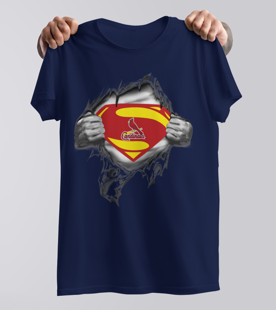 Superman St. Louis Cardinals Fan Emblem Tear T-Shirt