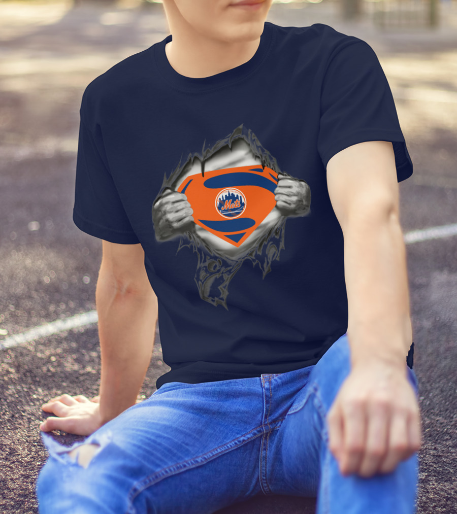 Superman Shield Style New York Mets T-Shirt