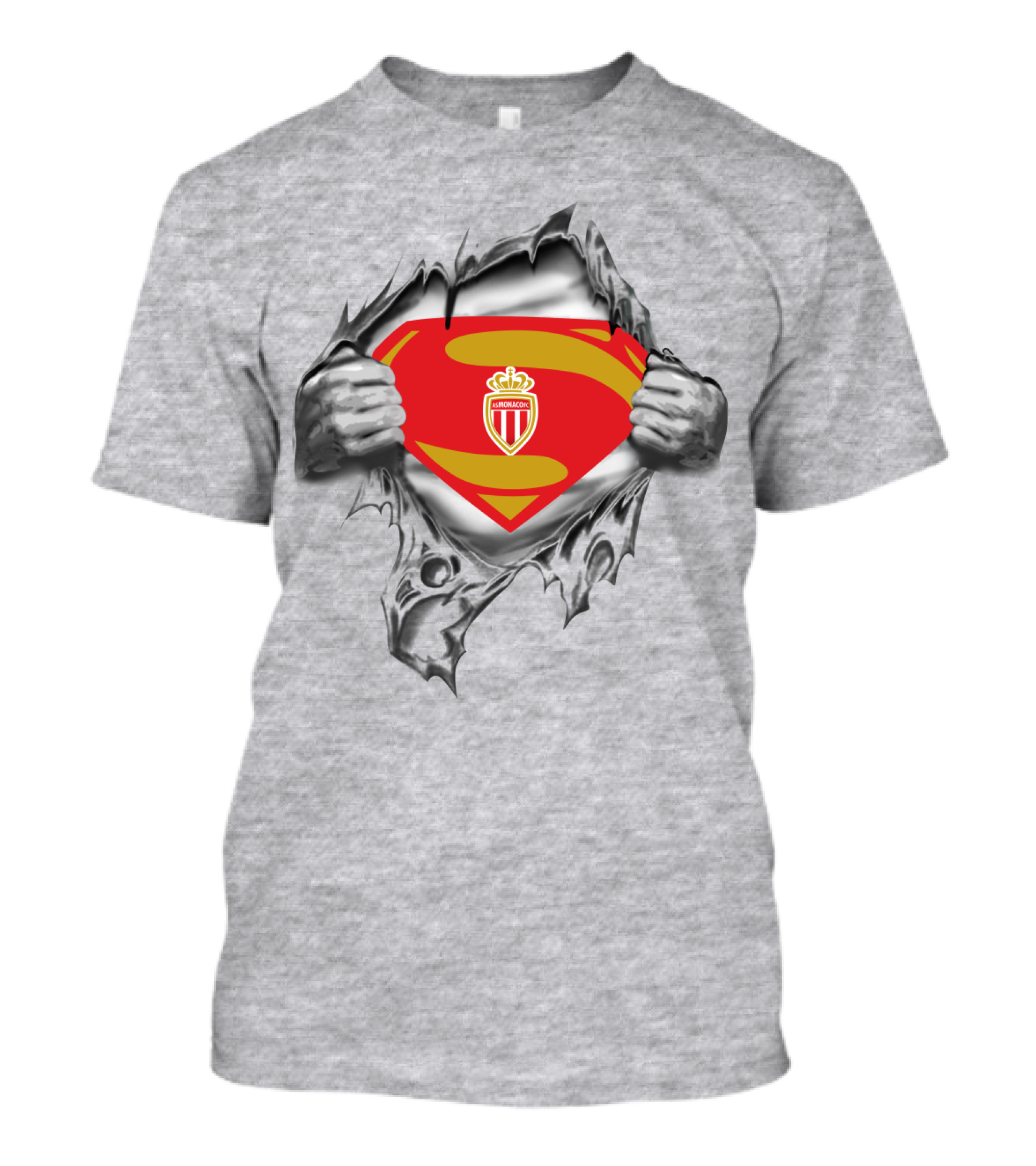 As Monaco Superman Shield Logo Hands Ripping T-Shirt