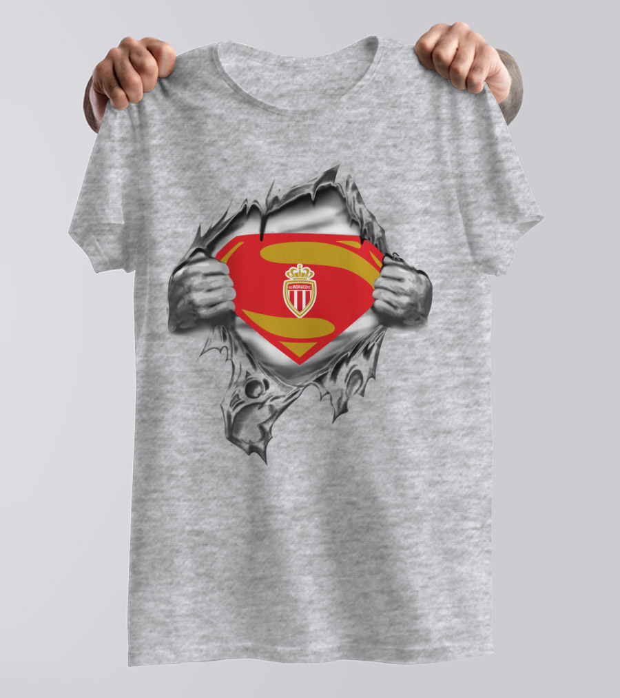 As Monaco Superman Shield Logo Hands Ripping T-Shirt
