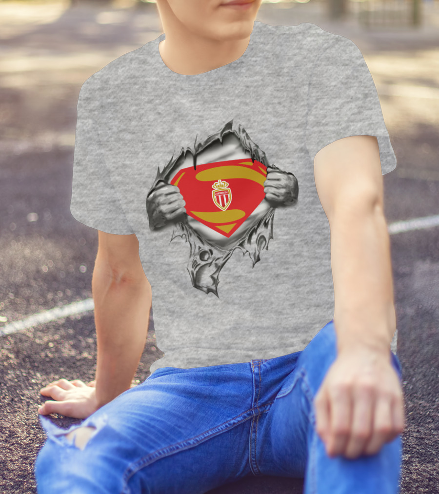 As Monaco Superman Shield Logo Hands Ripping T-Shirt