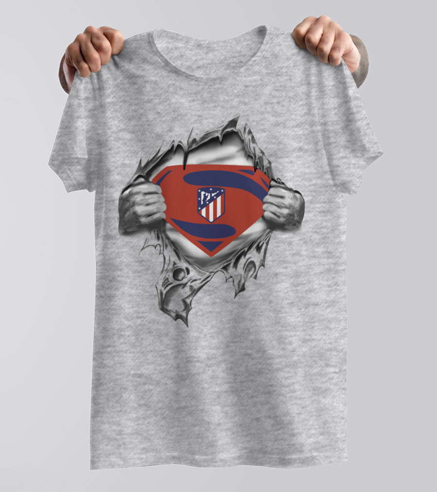 Atletico Madrid Superman Shield Logo Fusion T-Shirt