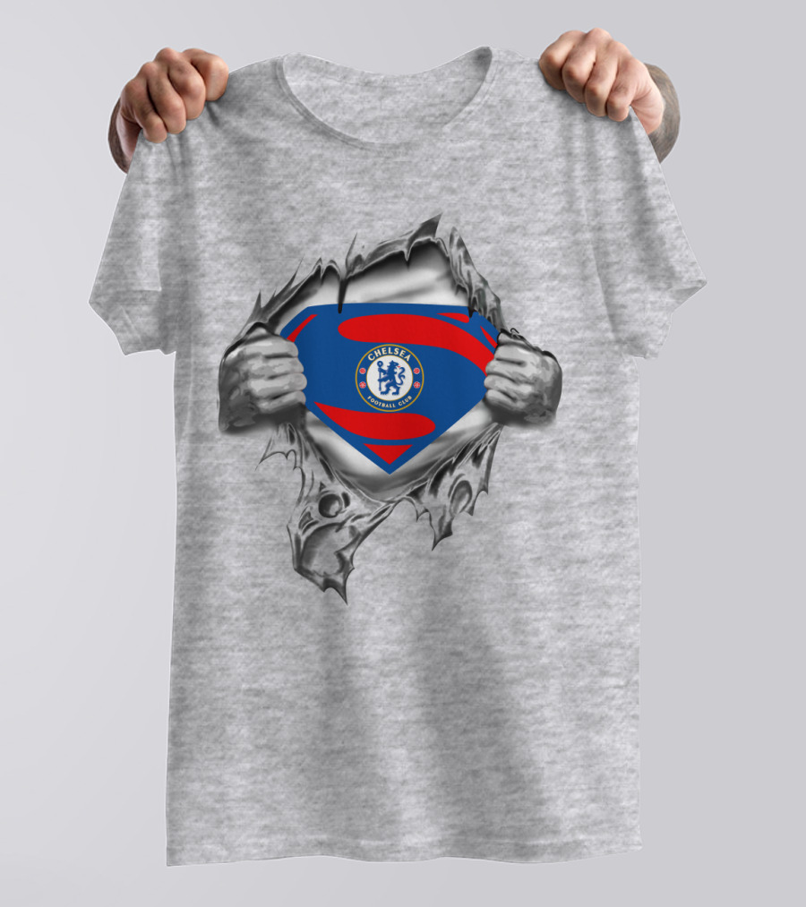Chelsea Football Club Superman Logo Rip T-Shirt