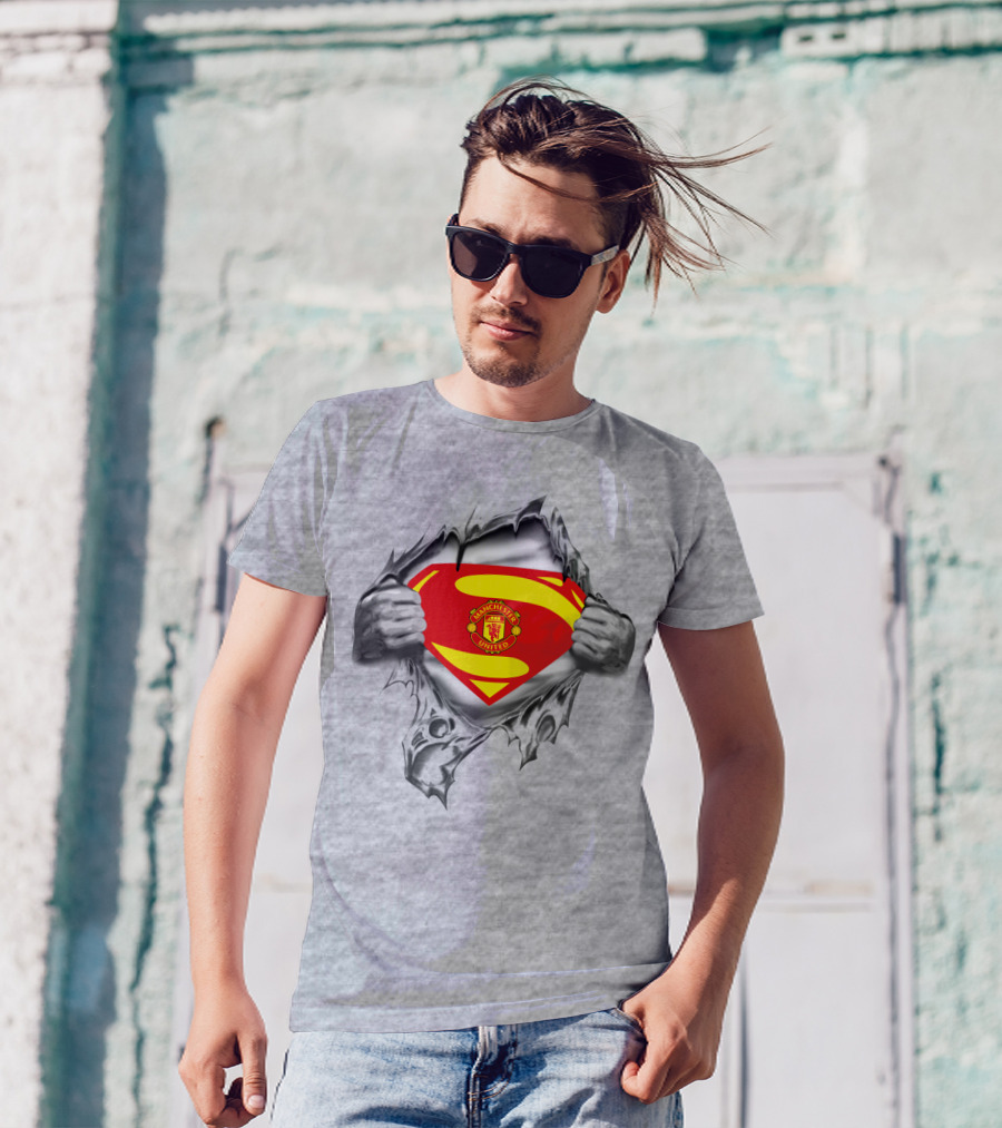 Superman Manchester United Crest Rip Open T-Shirt