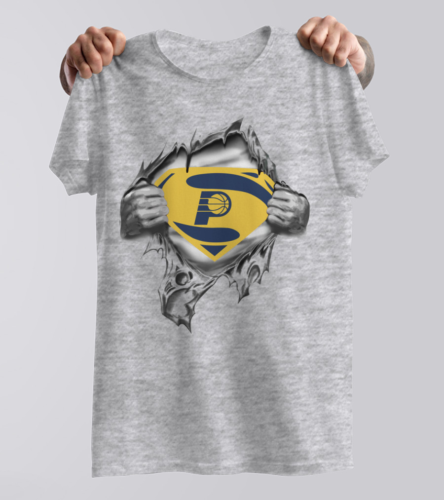 Indiana Pacers Logo Superman Style Peeking Through Torn T-Shirt