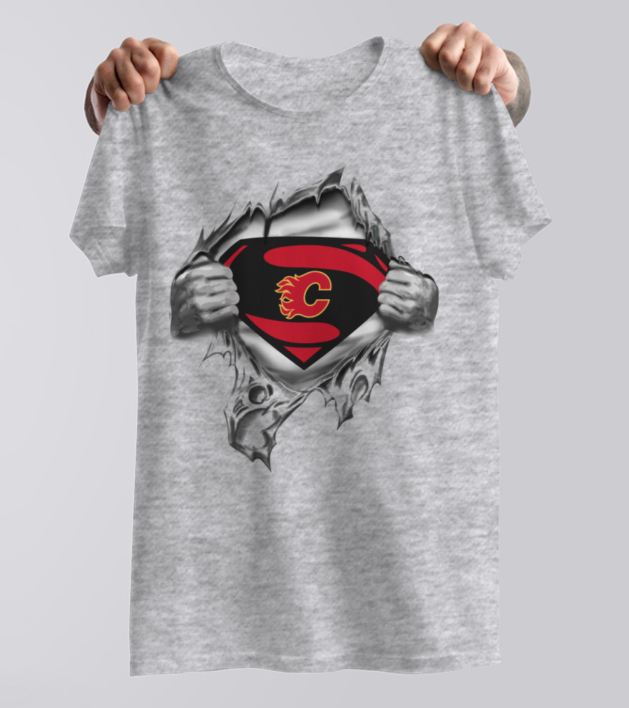 Calgary Flames Superman Logo Burst T-Shirt